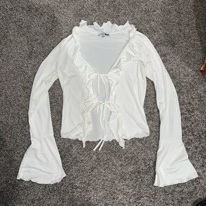 White Ruffled Women's Top